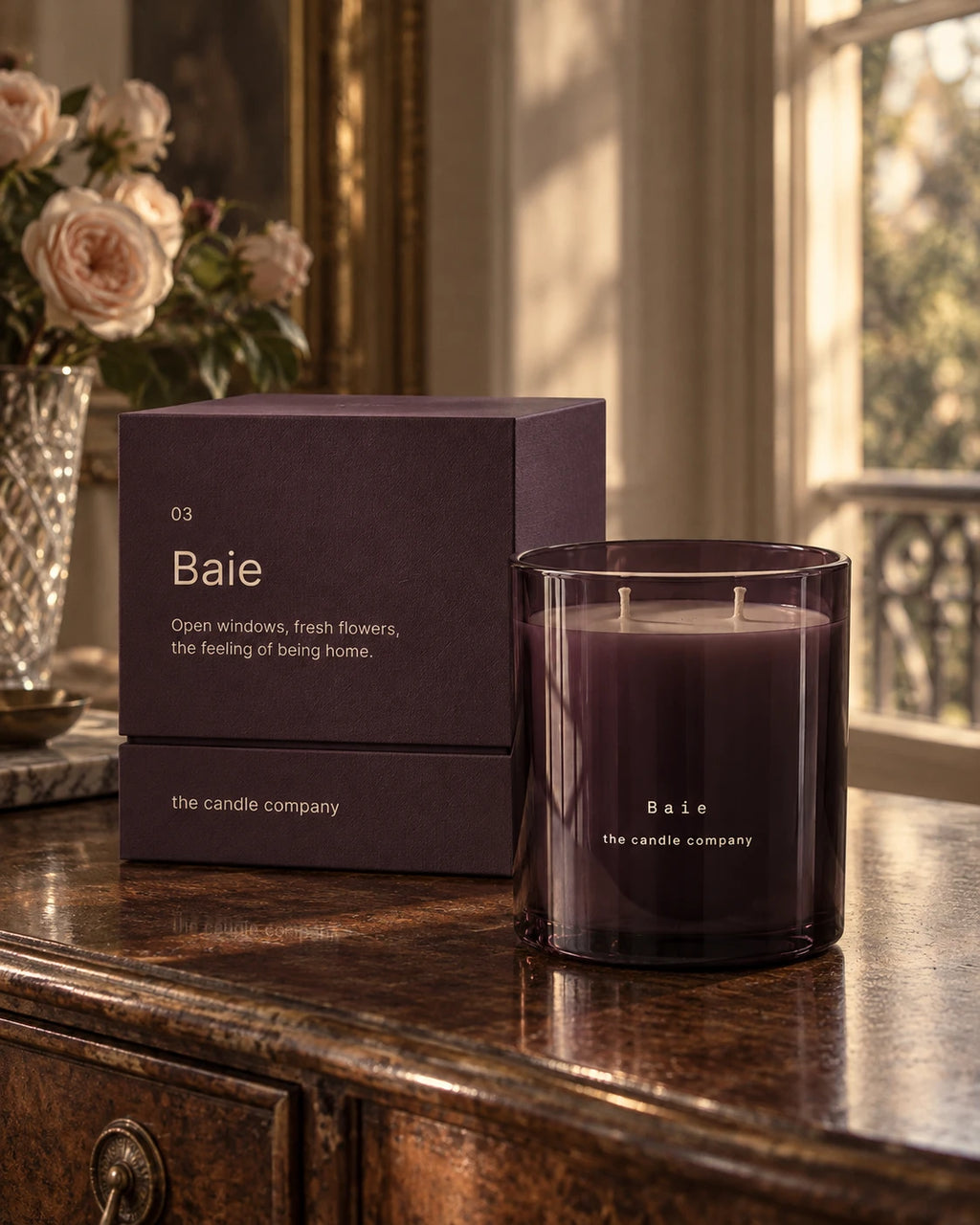 Baie candle and matching textured gift box