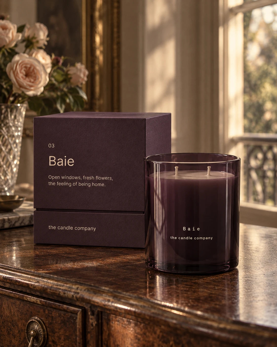 Baie candle and matching textured gift box