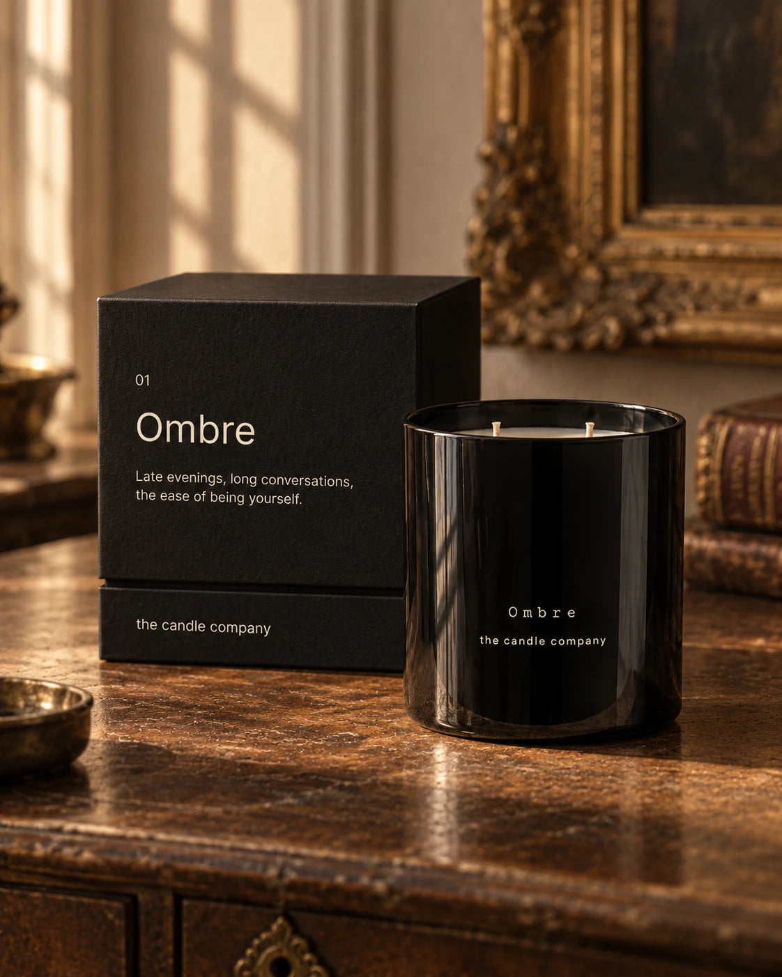 Ombre candle and matching textured gift box