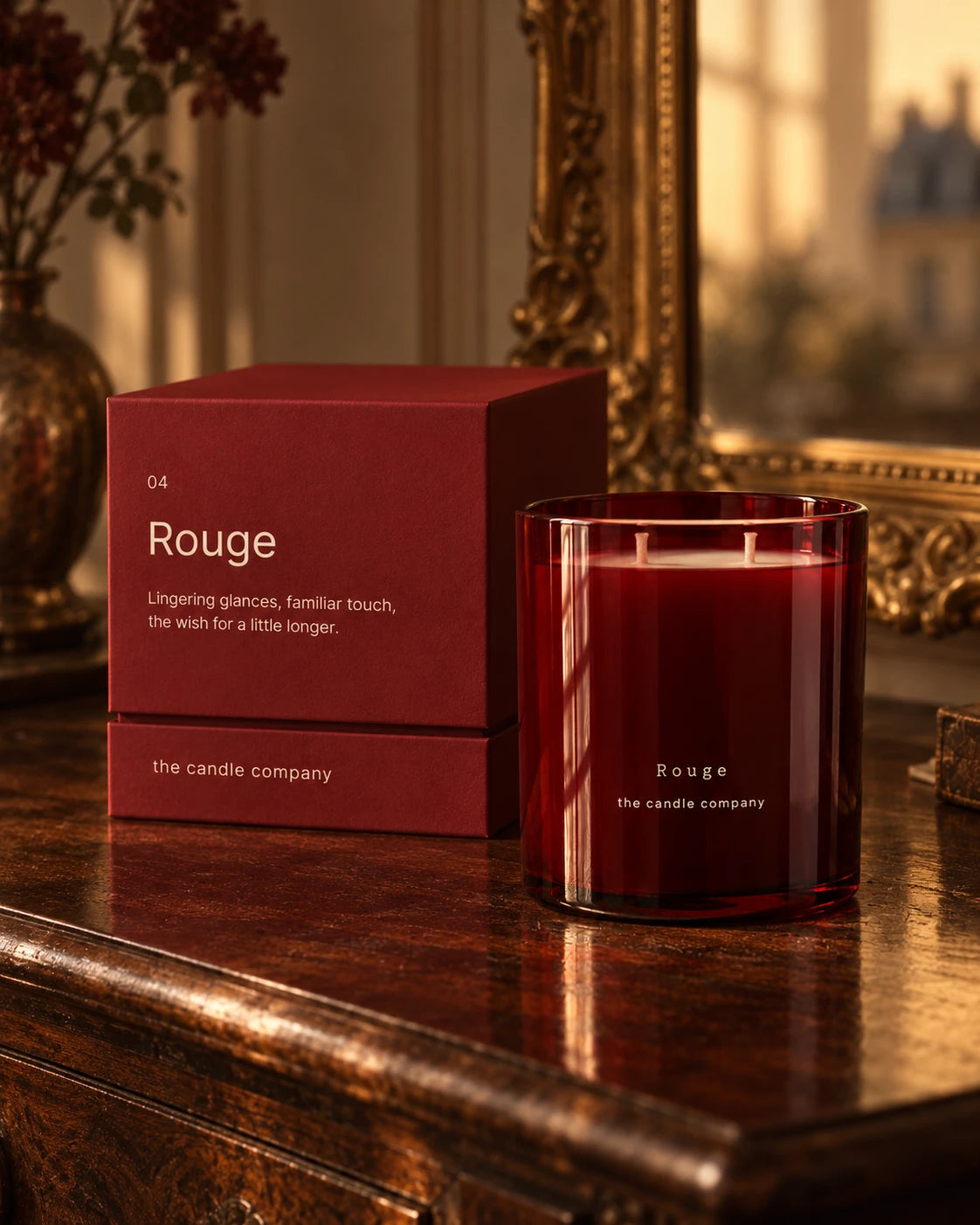 Rouge candle and matching textured gift box