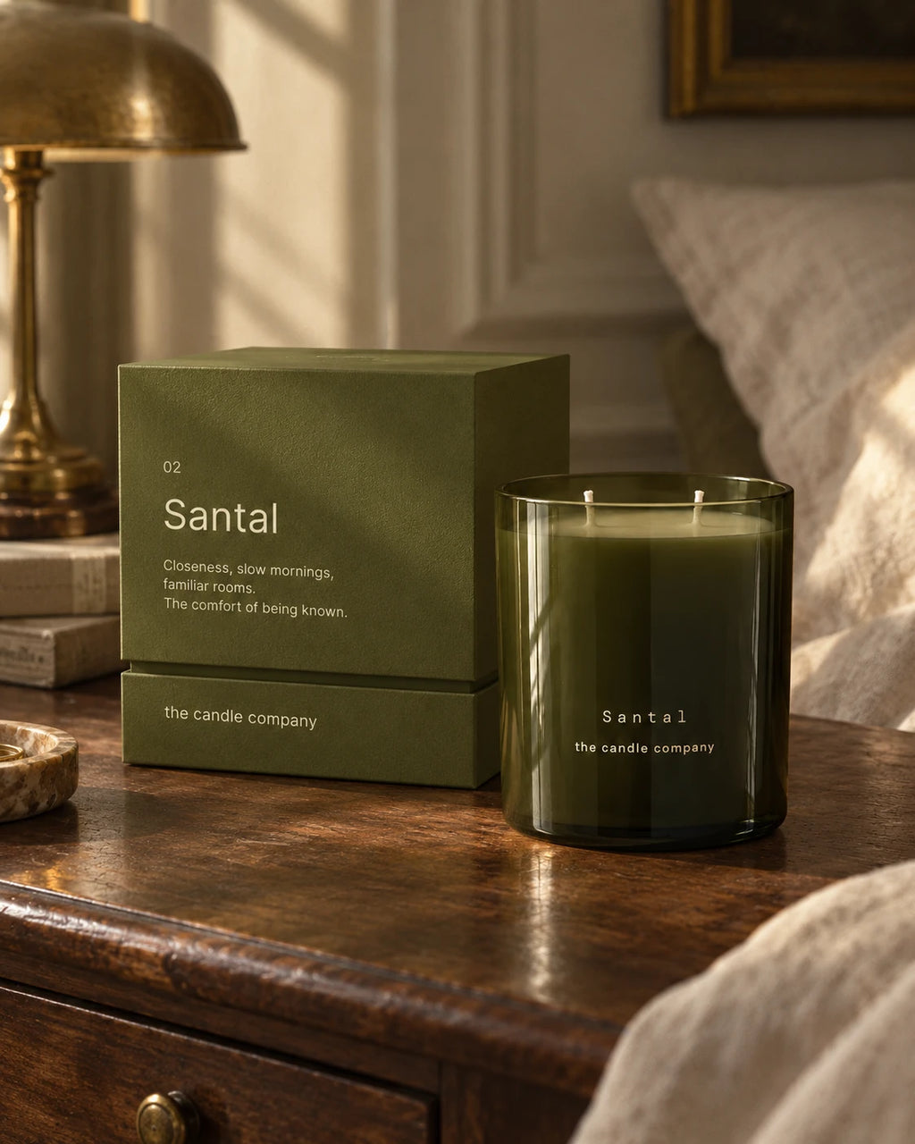 Santal candle and matching textured gift box