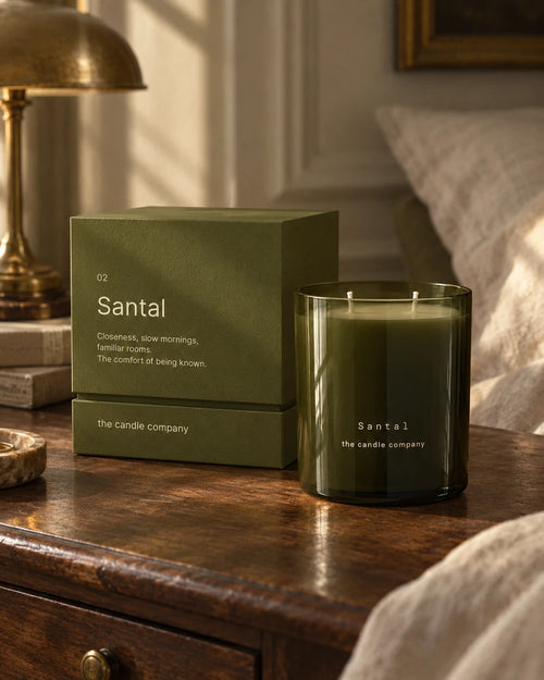 Santal candle and matching textured gift box